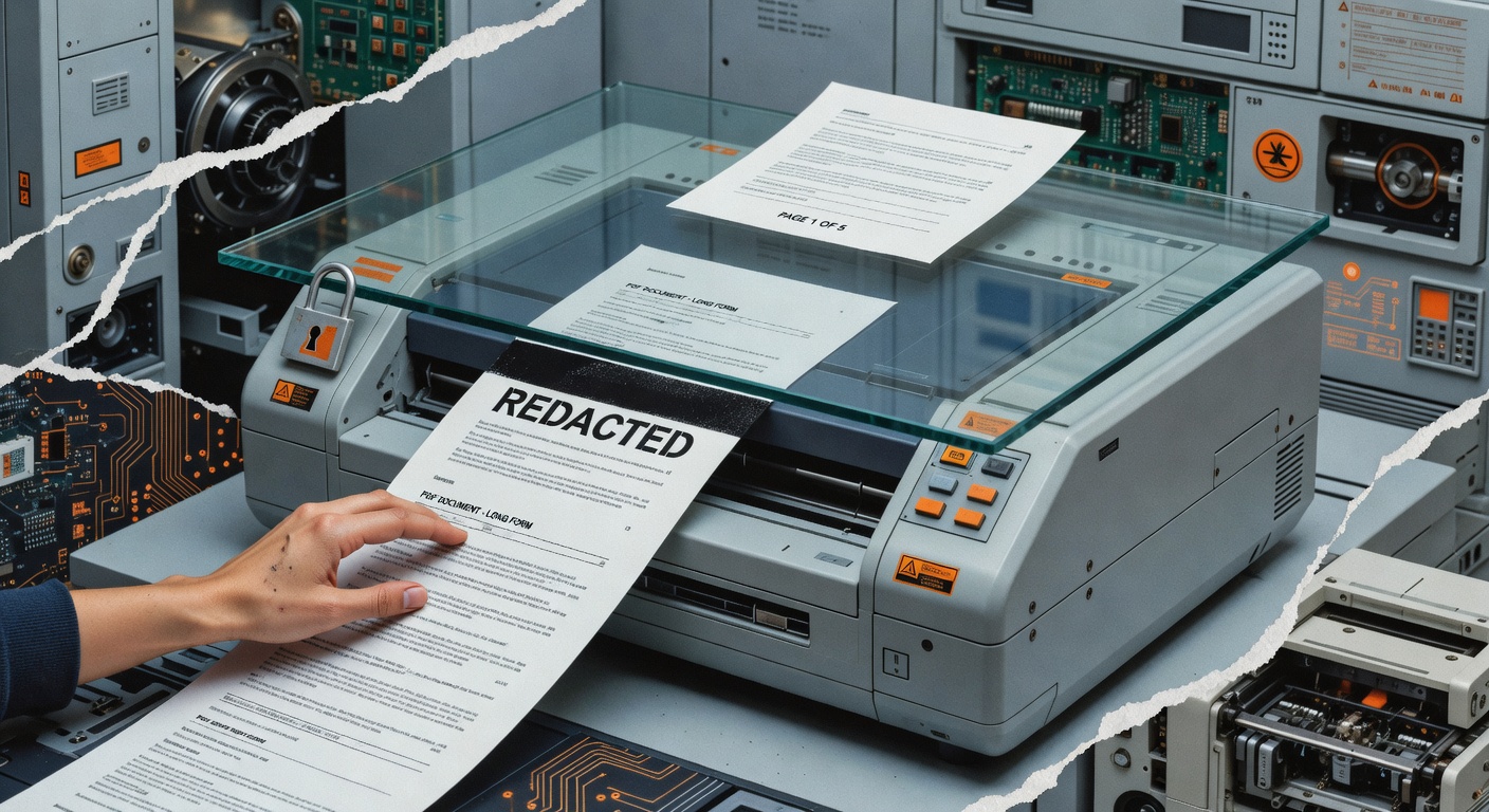 A visual metaphor of a PDF hitting a glass ceiling where only a few pages pass through and the rest is blocked by a lock.